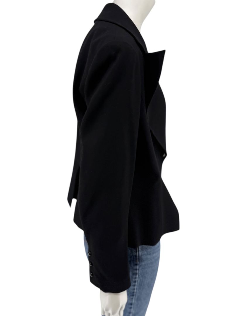 Chanel Black Wool Chain-Closure Tailored Jacket – Size 46