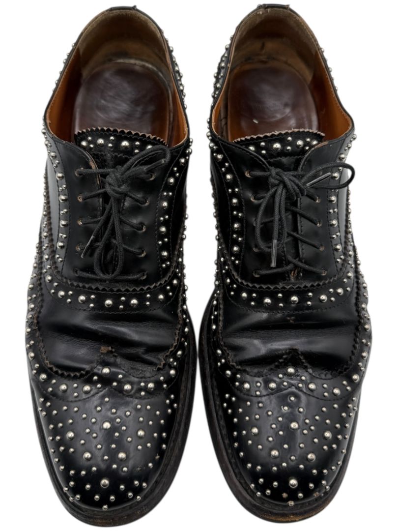 Church’s Black Studded Leather Brogue Oxford Shoes – Mens Size 40
