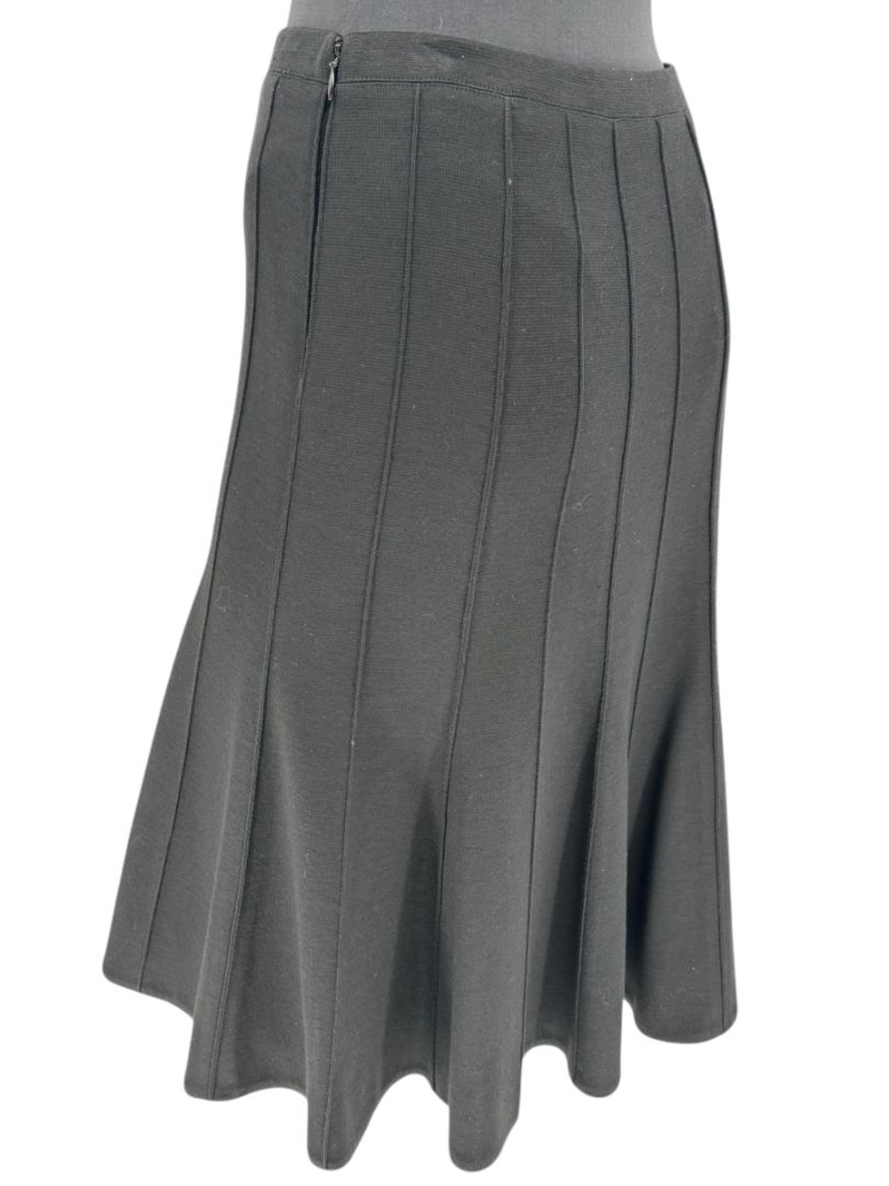 Lida Baday Black Wool Knit Fluted Skirt – Size 12