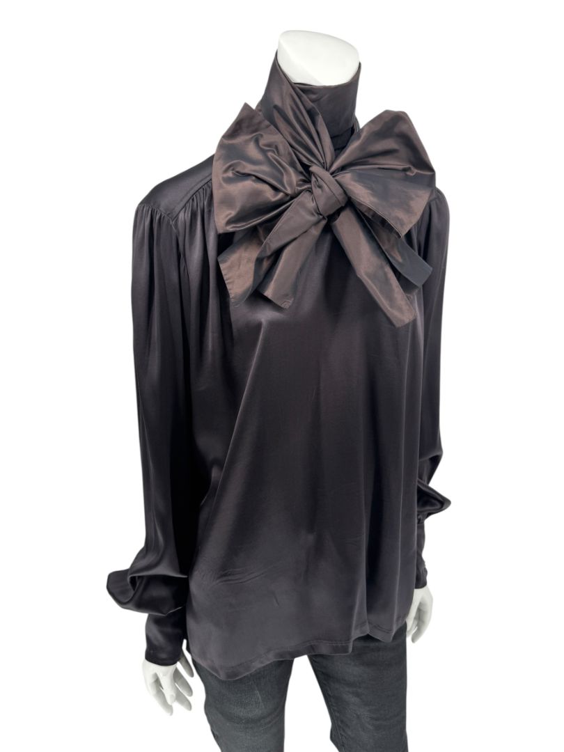 Etro Black Silk Bow-Neck Blouse – Size IT 46 (US 10)
