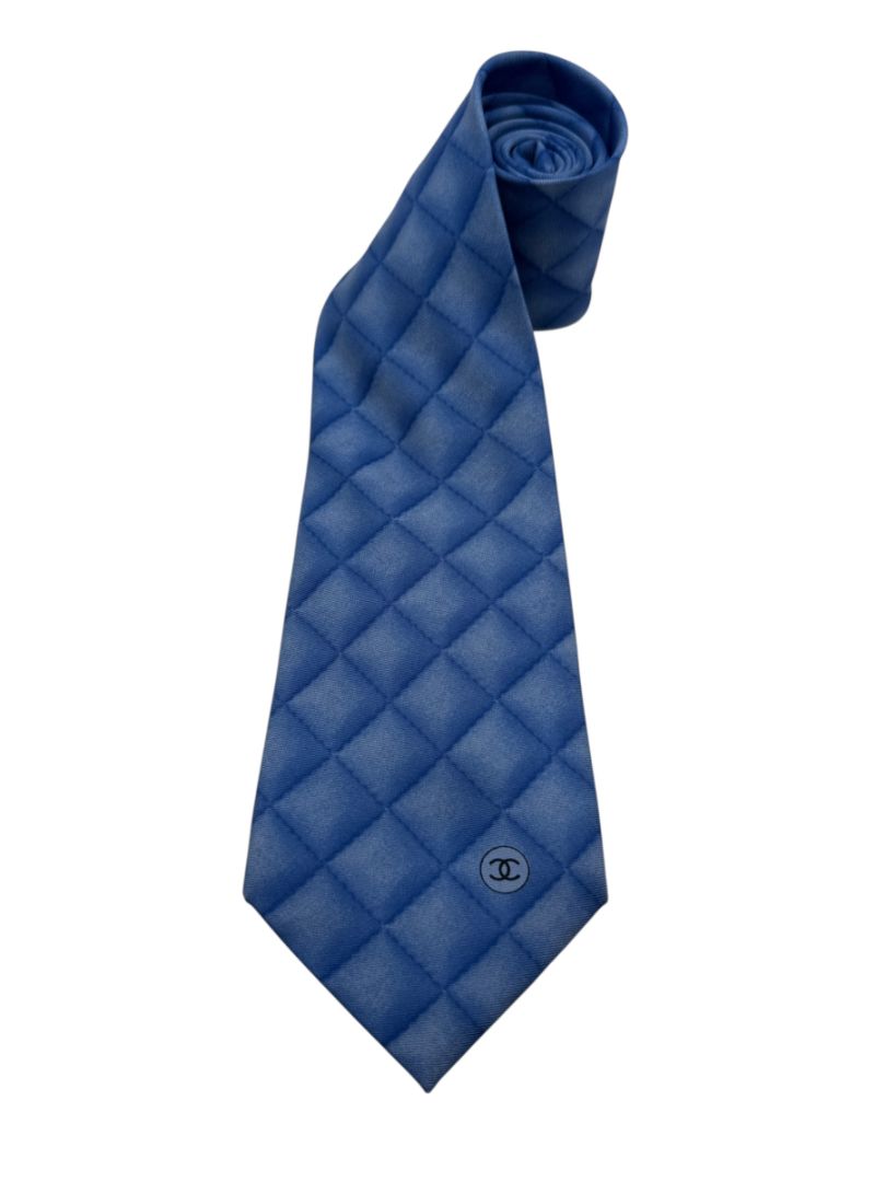 CHANEL Quilted Pattern Silk Necktie – Excellent Pre-Owned Condition
