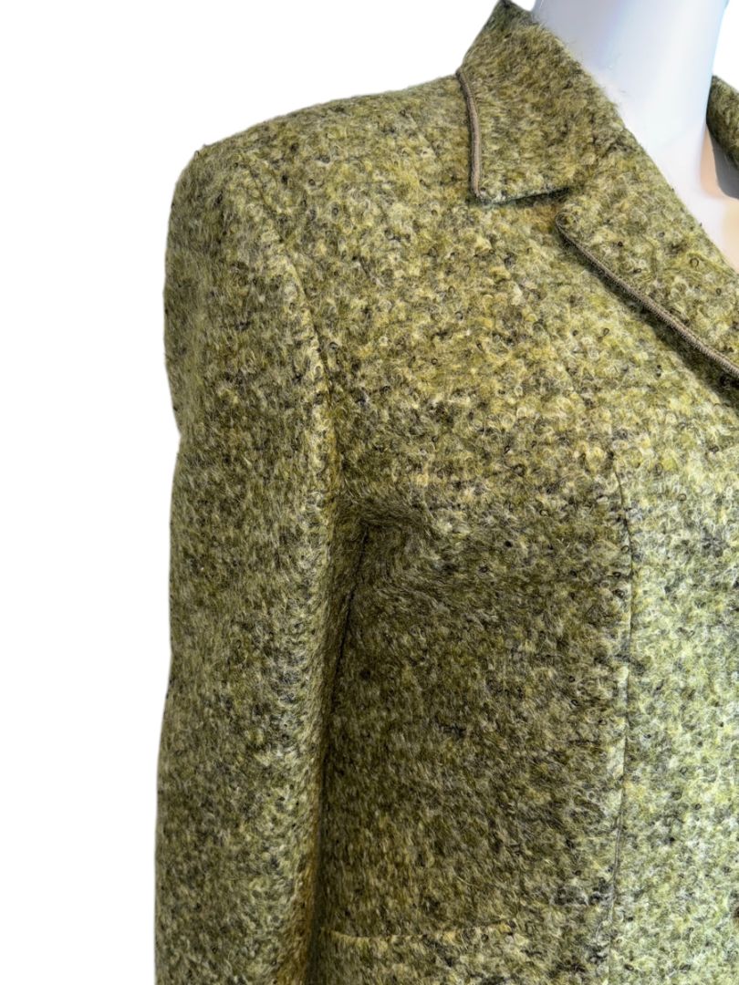 MSIAMO Green Wool Blend Bouclé Jacket – Size 12