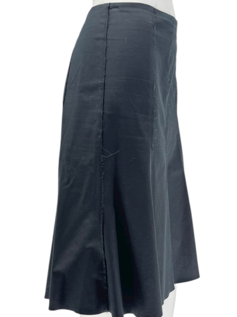 Akris Punto Black Cotton-Stretch Paneled A-Line Skirt –Size: US 12 (F 44 / D 42)