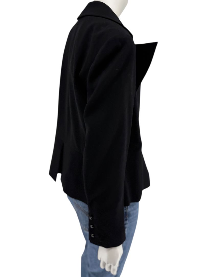 Chanel Black Wool Chain-Closure Tailored Jacket – Size 46