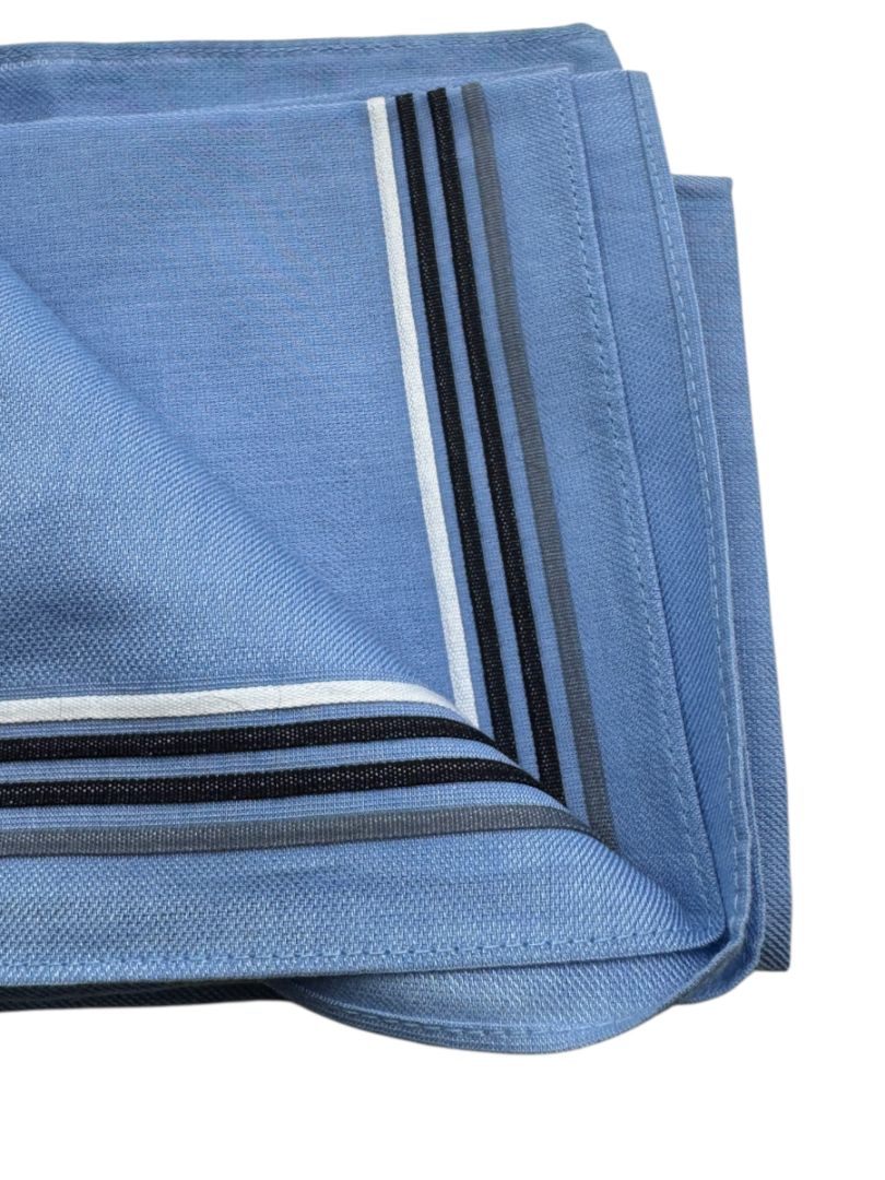Fendi Blue Cotton Striped Border Square Scarf