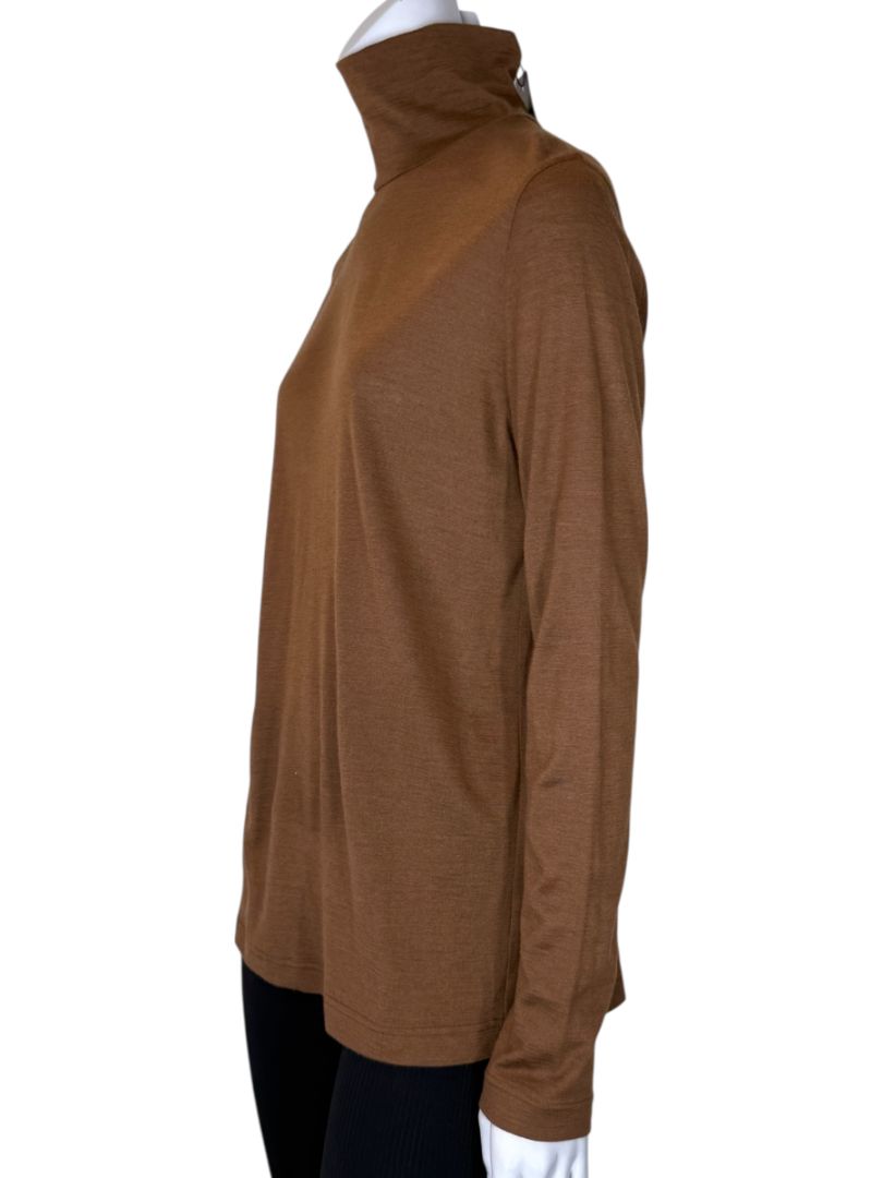 Akris Caramel Cashmere-Silk Turtleneck – Size 12