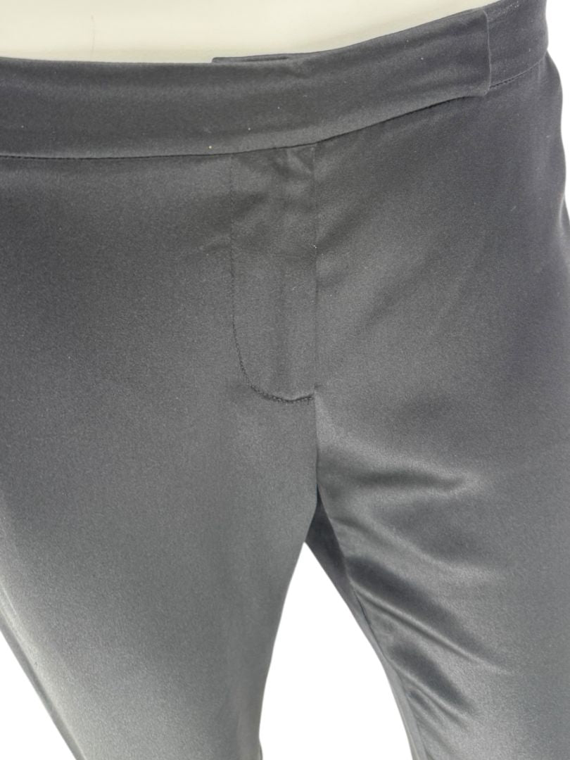 Pamella Roland Black Satin Tapered Pants – Large