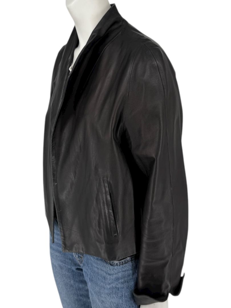 Peter Cohen Black Leather Cropped Jacket – Size M