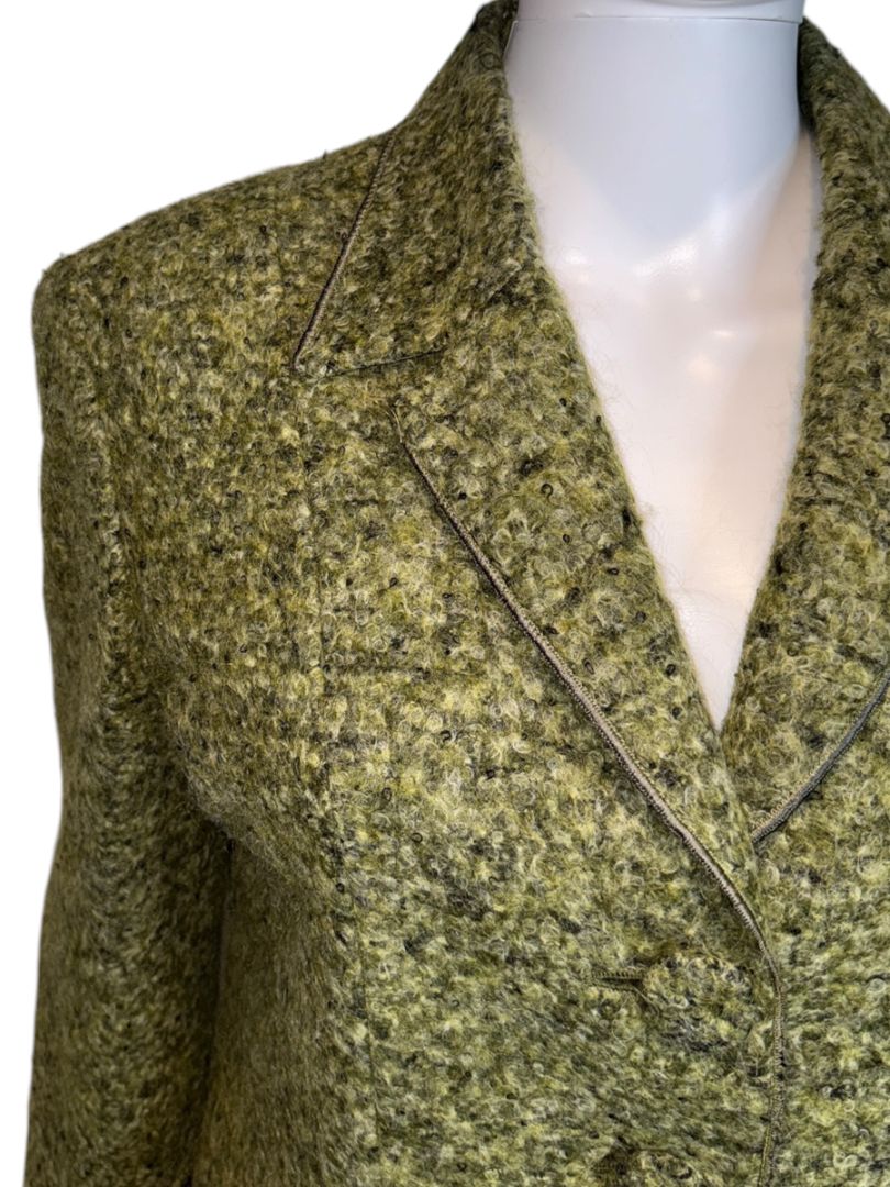 MSIAMO Green Wool Blend Bouclé Jacket – Size 12