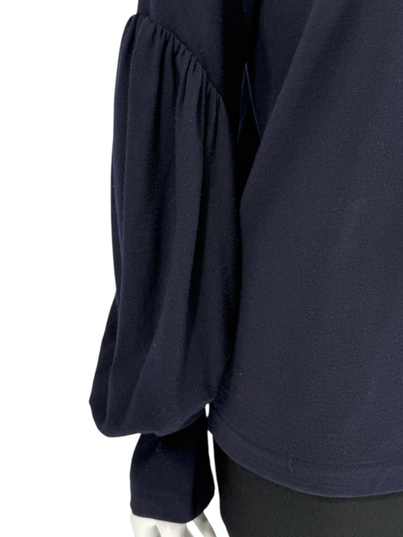 Comme des Garçons Navy Wool Balloon-Sleeve Top – Size L