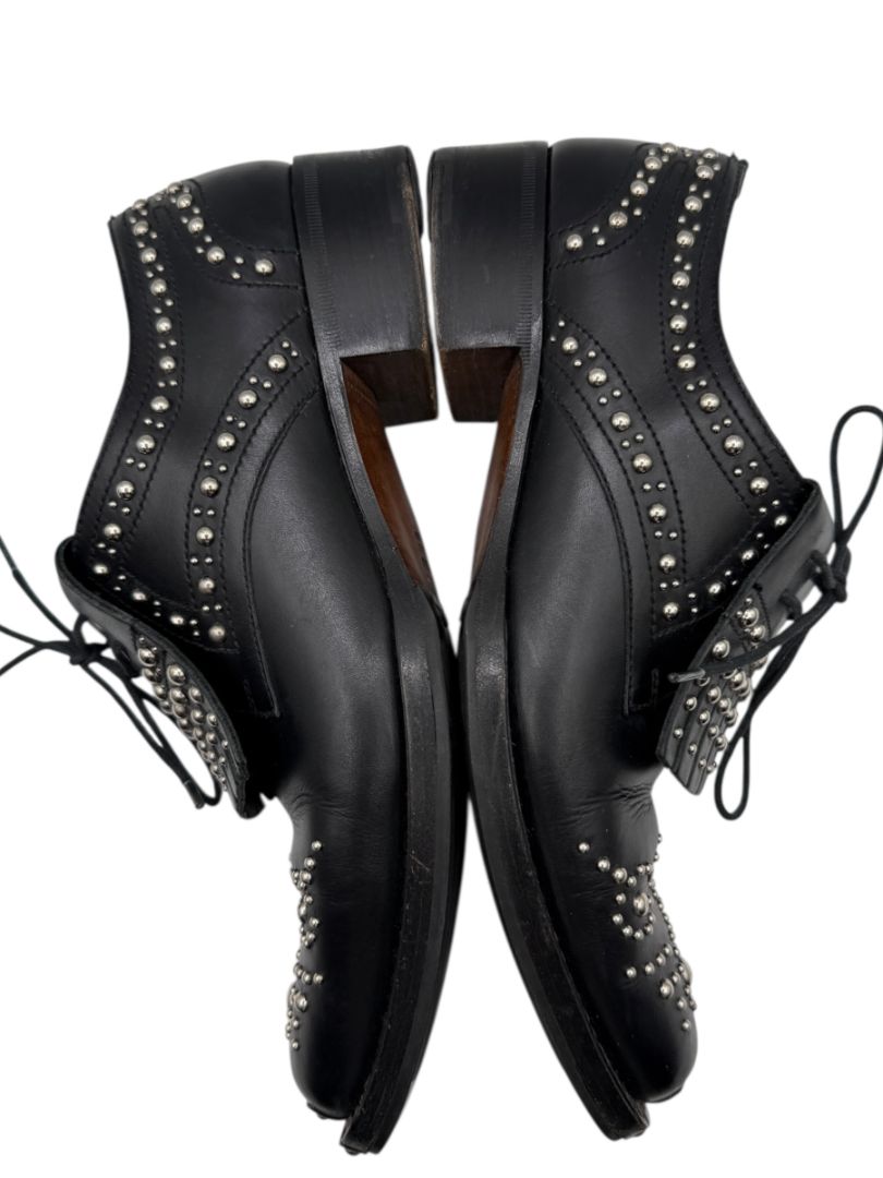 Miu Miu Black Studded Leather Oxford Shoes – Size 39.5