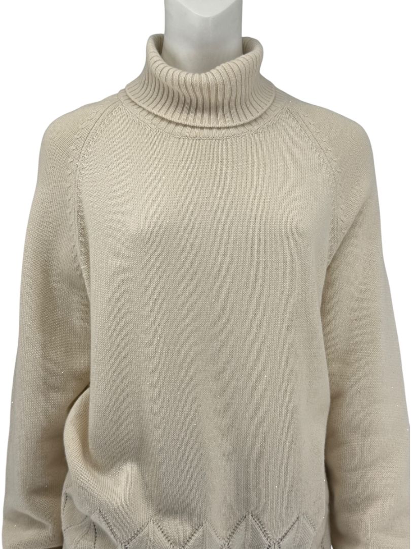 Loro Piana Cream Baby Cashmere Turtleneck Sweater – Size IT 48