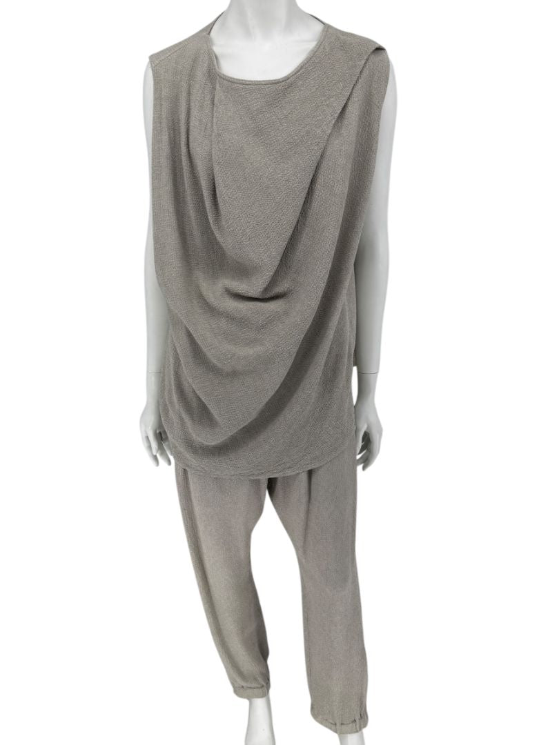 Rick Owens Taupe Draped Tank & Textured Jogger Set - Size IT 42 / US 6