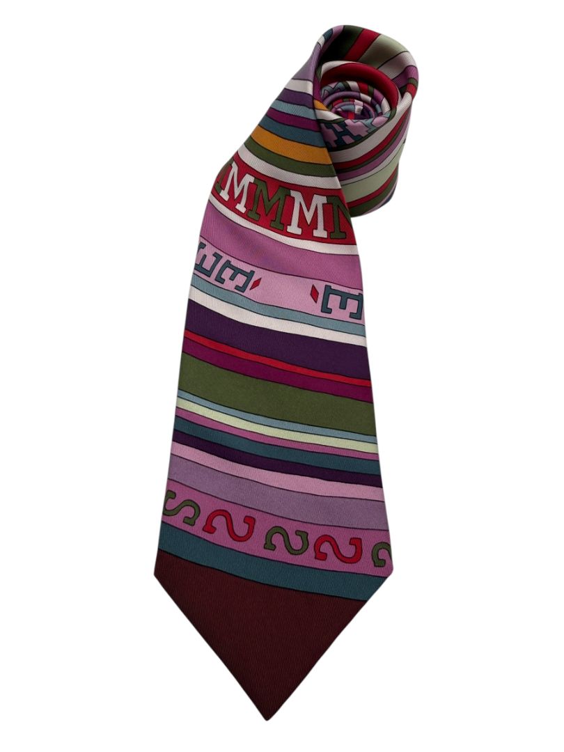 Hermès Paris Multicolor “Imprimeur” Silk Necktie – Excellent Pre-Owned Condition