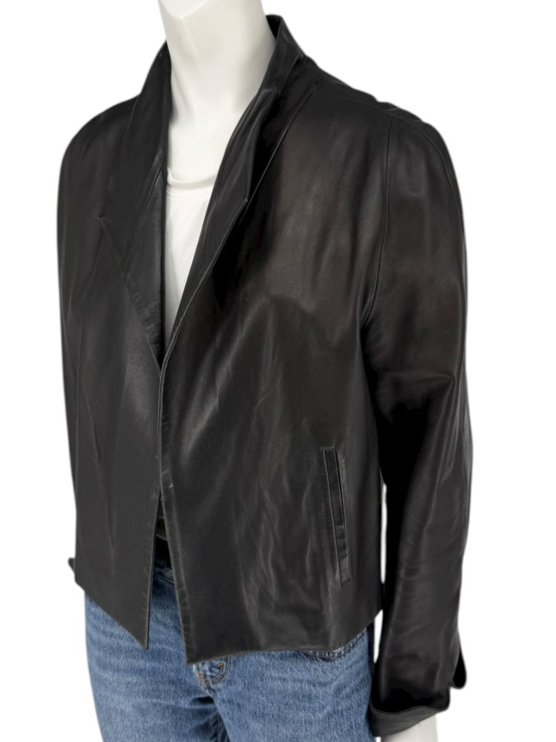Peter Cohen Black Leather Cropped Jacket – Size M