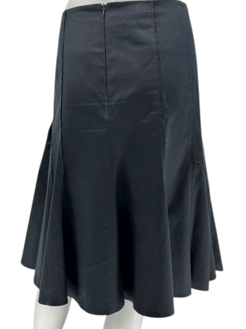 Akris Punto Black Cotton-Stretch Paneled A-Line Skirt –Size: US 12 (F 44 / D 42)