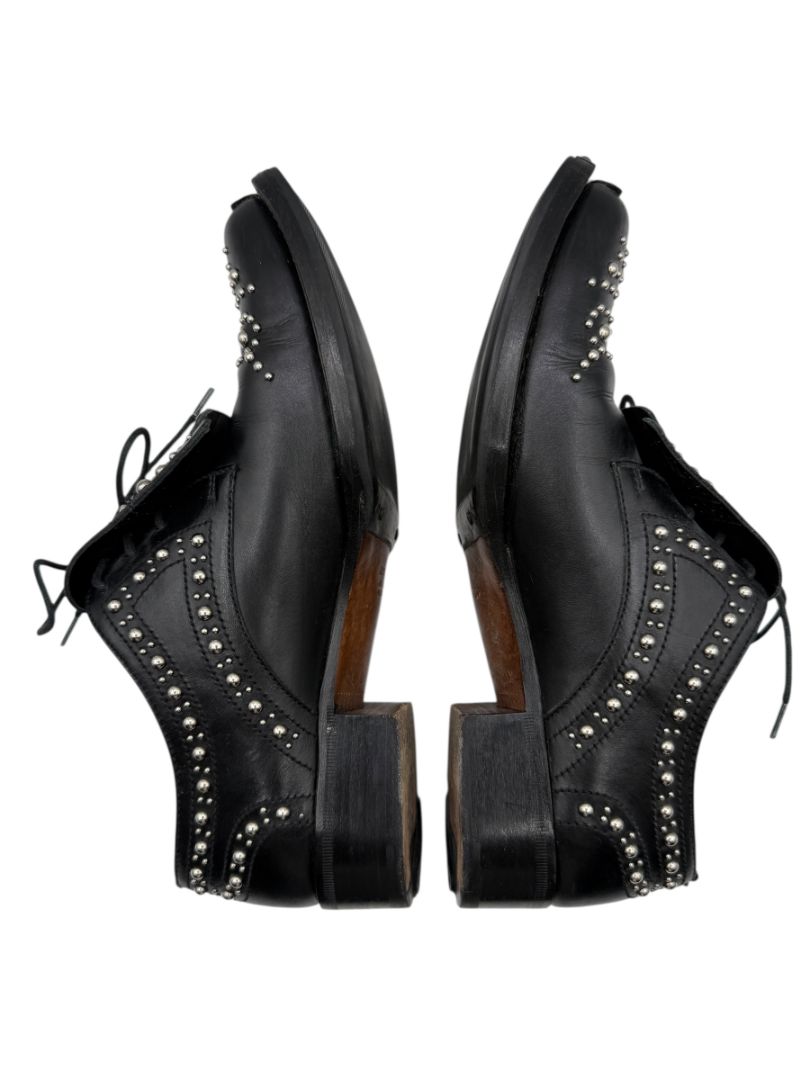 Miu Miu Black Studded Leather Oxford Shoes – Size 39.5