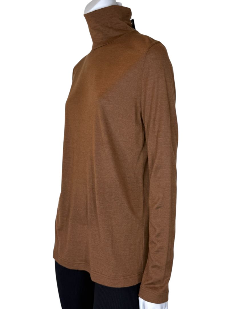 Akris Caramel Cashmere-Silk Turtleneck – Size 12