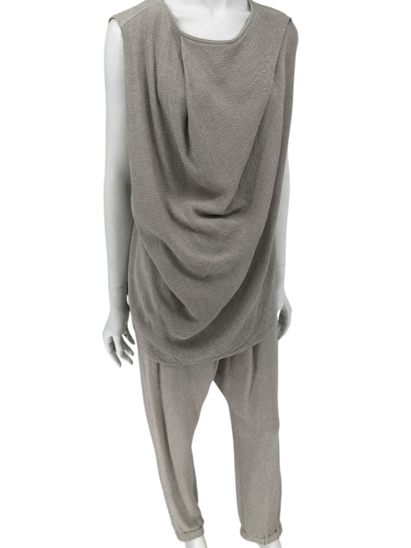 Rick Owens Taupe Draped Tank & Textured Jogger Set - Size IT 42 / US 6