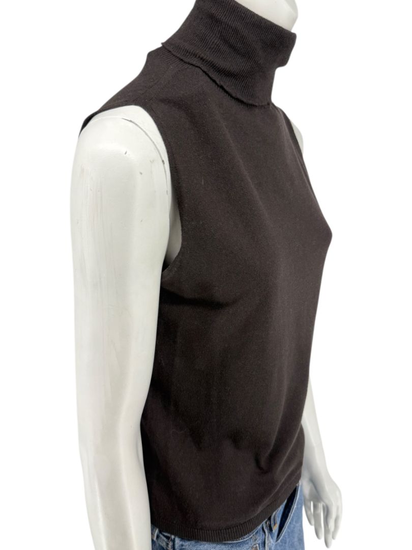 Max Mara Sleeveless Brown Turtleneck Top – Size Large