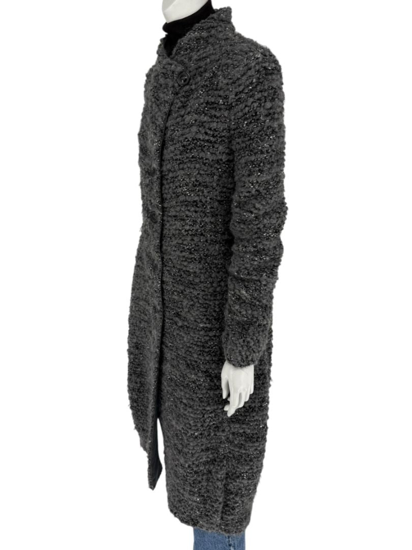 Armani Collezioni Gray Bouclé Knit Coat – Size 10