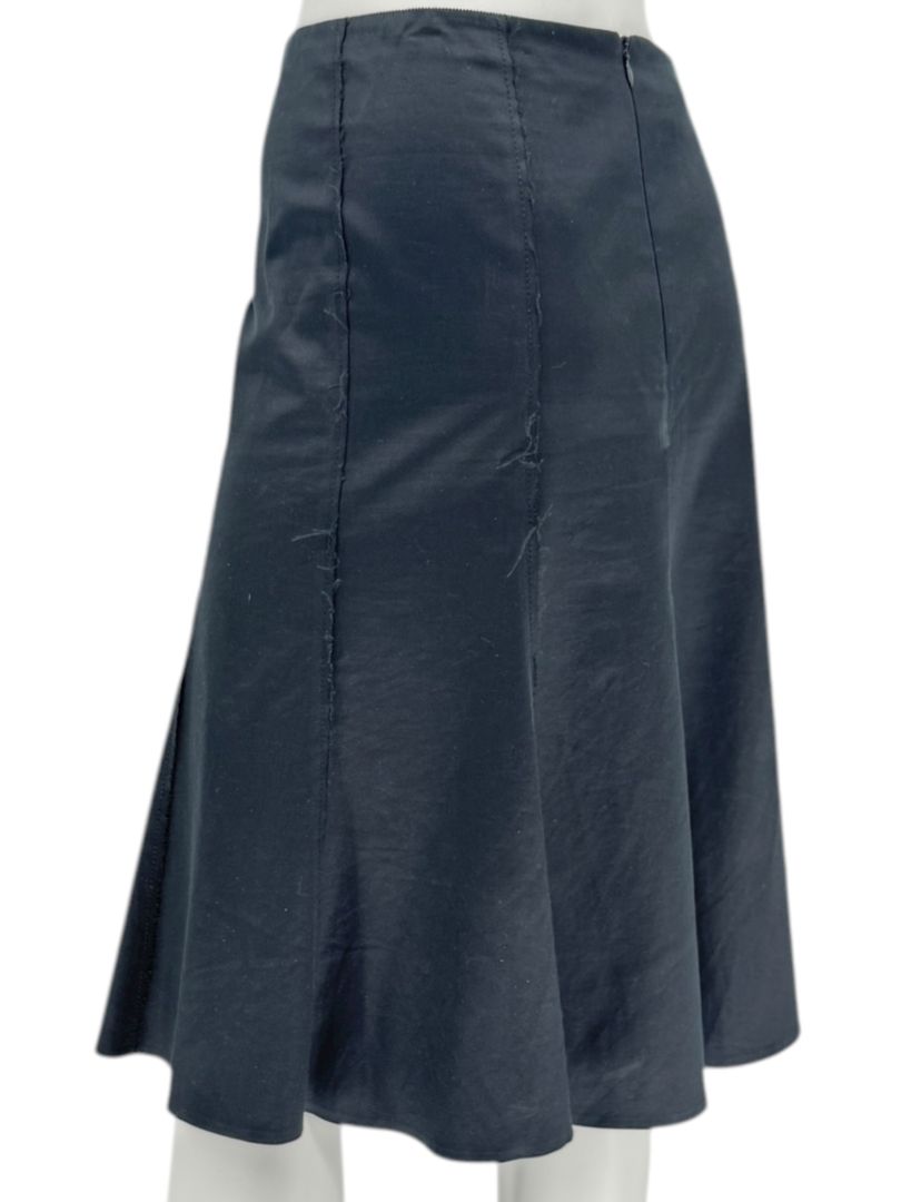 Akris Punto Black Cotton-Stretch Paneled A-Line Skirt –Size: US 12 (F 44 / D 42)