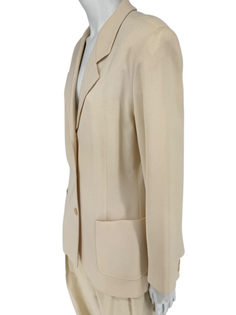 Ron Leal Cream Wool Pantsuit – Size 12
