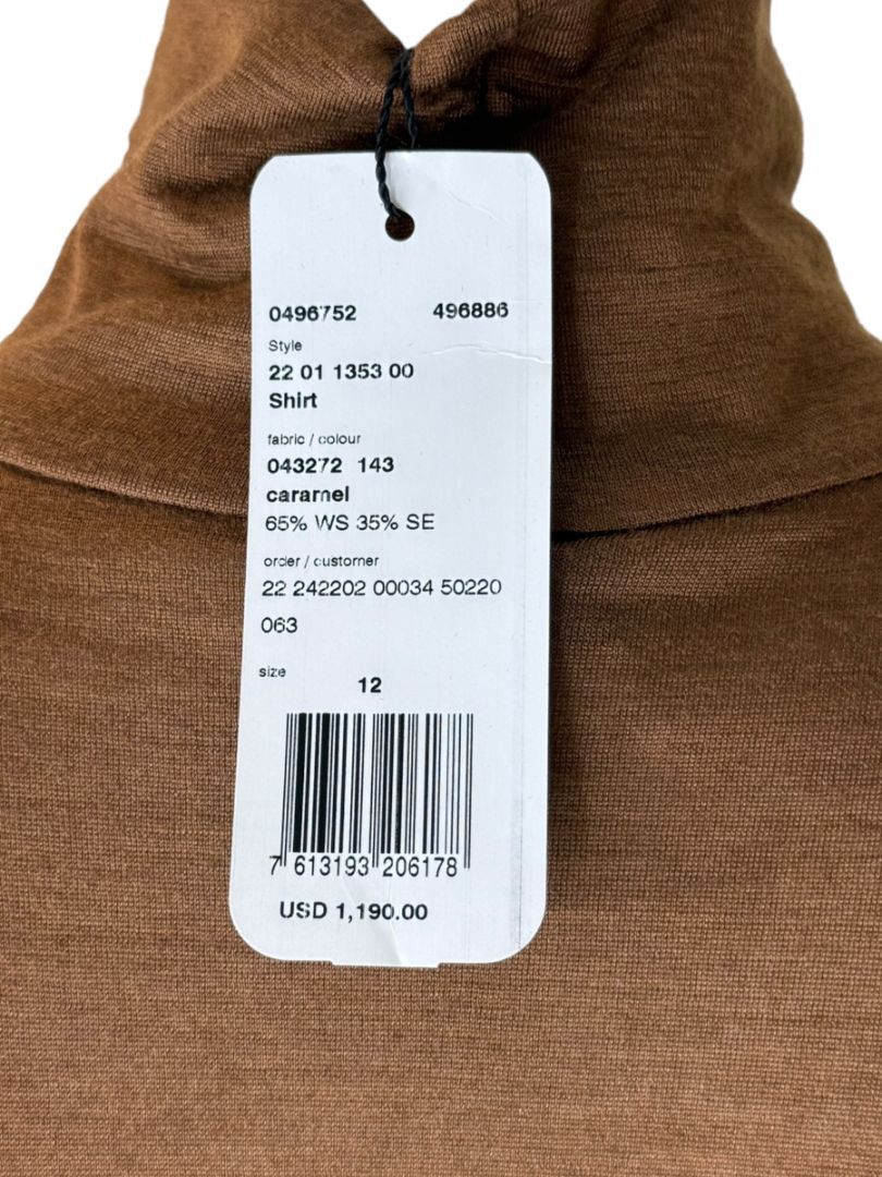 Akris Caramel Cashmere-Silk Turtleneck – Size 12