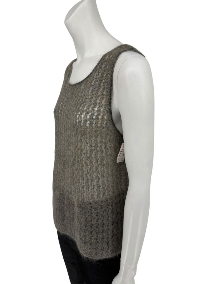 Linda Allard Ellen Tracy “Sage” Mohair Blend Open-Knit Tank – Size XL