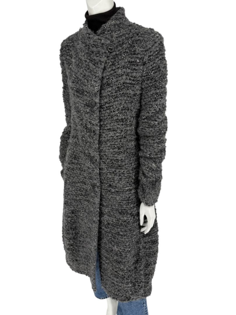 Armani Collezioni Gray Bouclé Knit Coat – Size 10