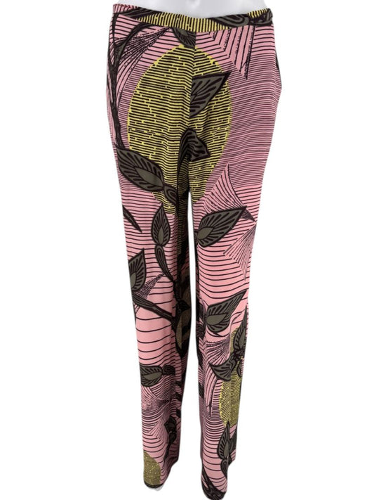 Christiann Lacroix Pink Botanical Print Wide-Leg Pants – Size 46