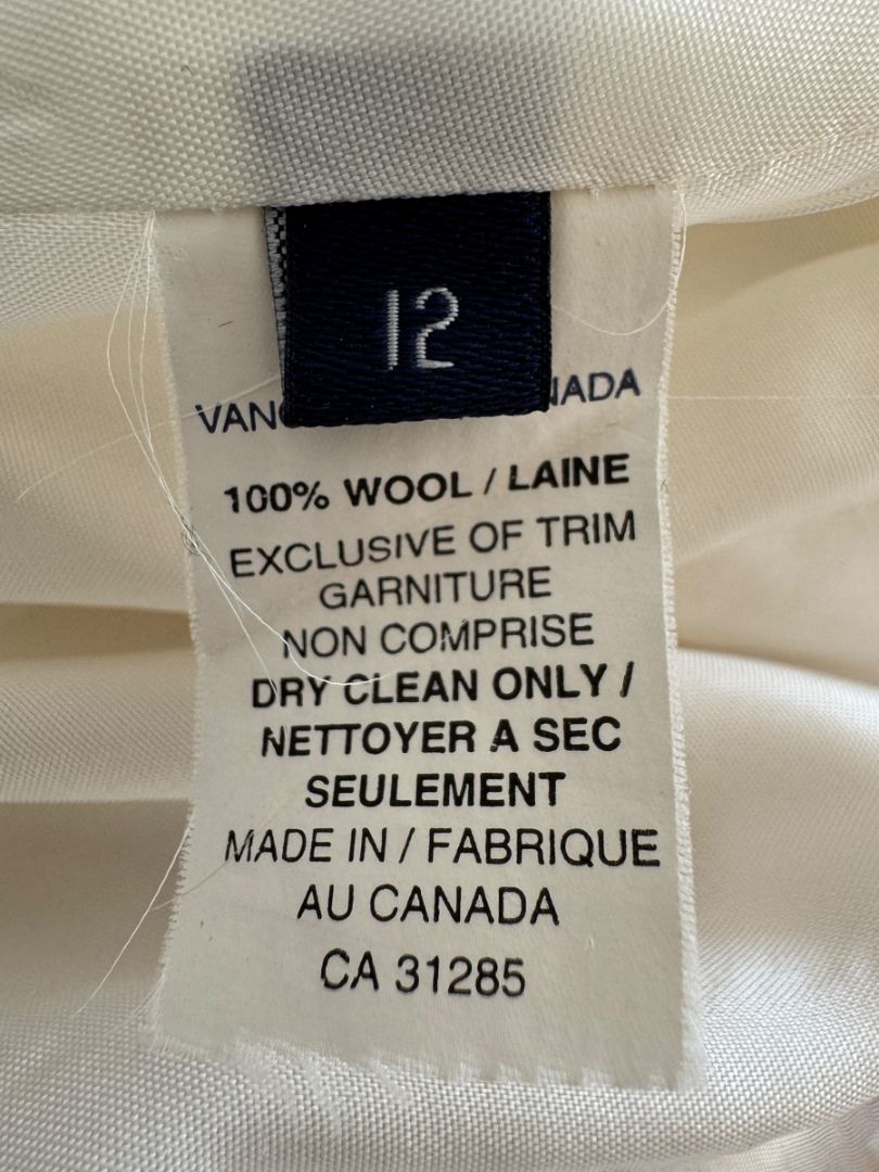 Ron Leal Cream Wool Pantsuit – Size 12