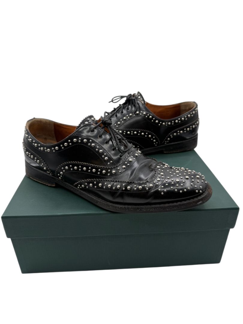 Church’s Black Studded Leather Brogue Oxford Shoes – Mens Size 40