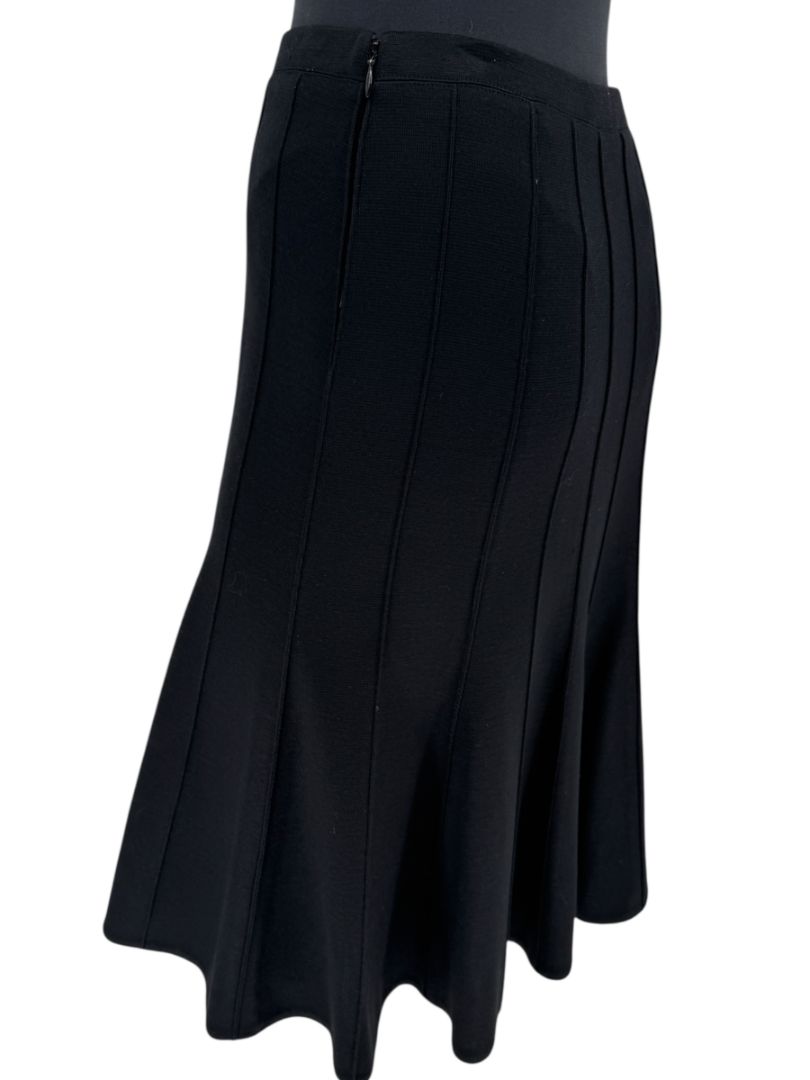 Lida Baday Black Wool Knit Fluted Skirt – Size 12