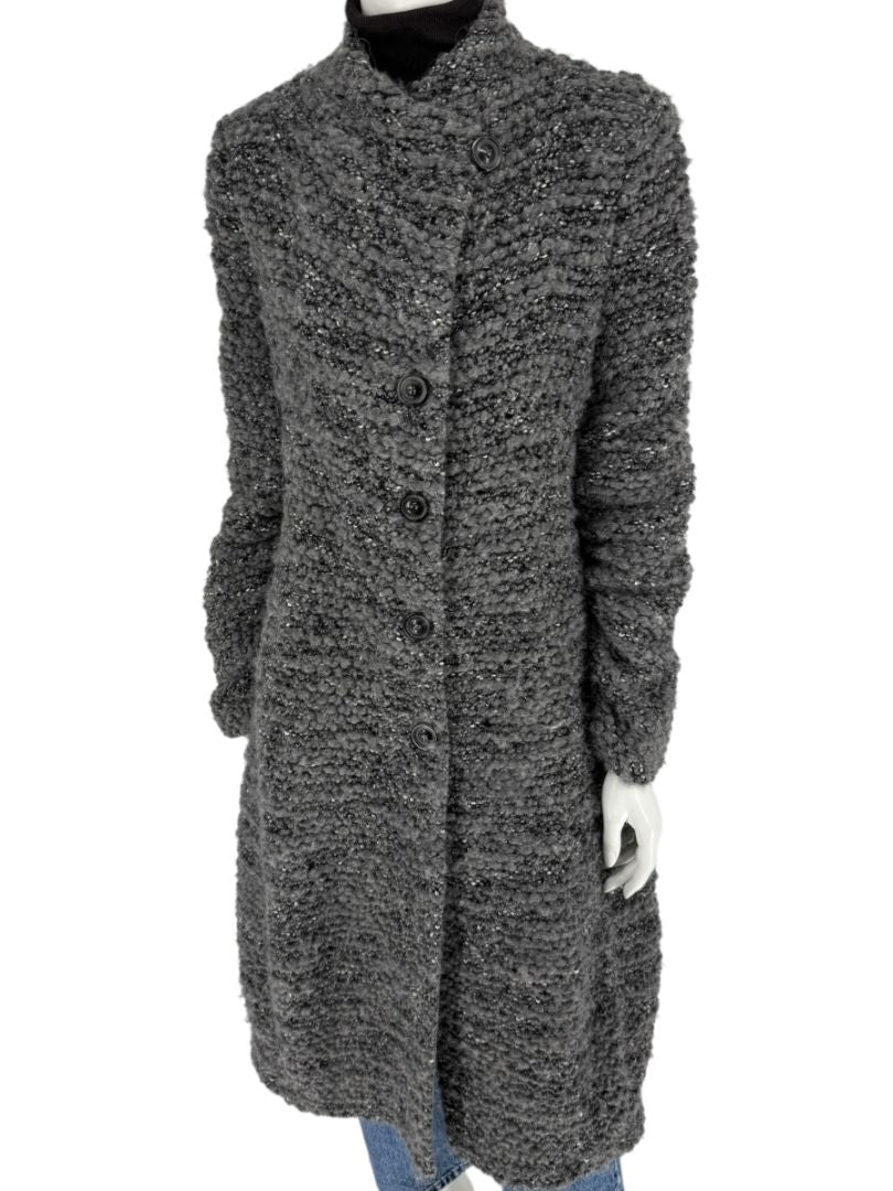 Armani Collezioni Gray Bouclé Knit Coat – Size 10