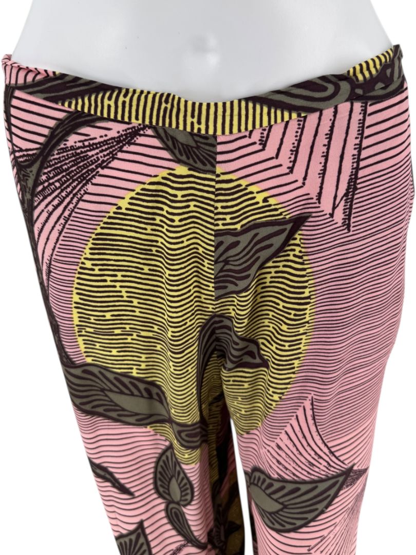 Christiann Lacroix Pink Botanical Print Wide-Leg Pants – Size 46