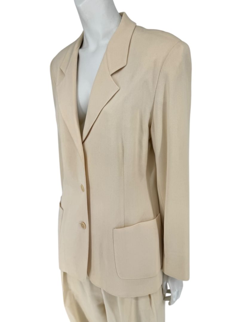 Ron Leal Cream Wool Pantsuit – Size 12