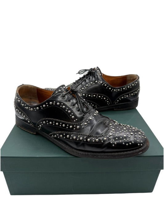 Church’s Black Studded Leather Brogue Oxford Shoes – Mens Size 40
