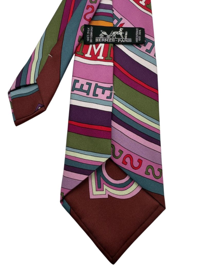 Hermès Paris Multicolor “Imprimeur” Silk Necktie – Excellent Pre-Owned Condition