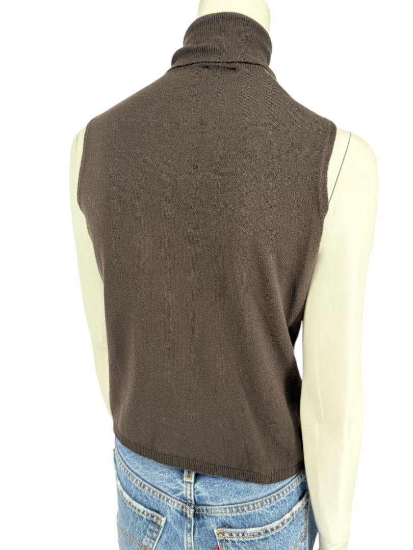 Max Mara Sleeveless Brown Turtleneck Top – Size Large