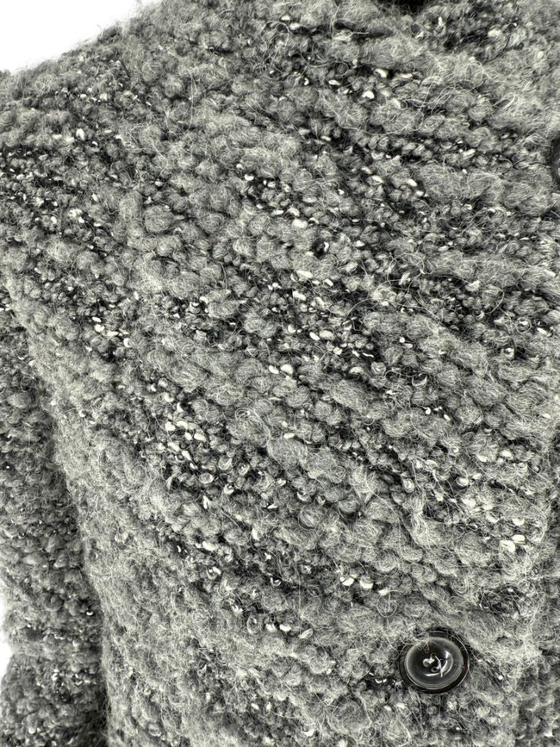 Armani Collezioni Gray Bouclé Knit Coat – Size 10