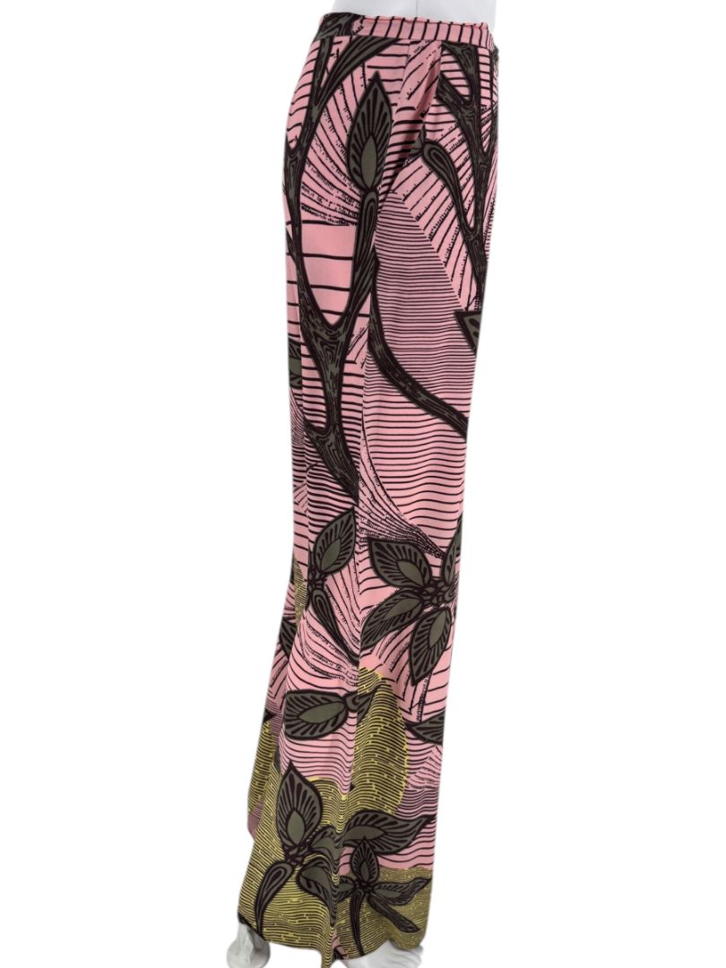 Christiann Lacroix Pink Botanical Print Wide-Leg Pants – Size 46