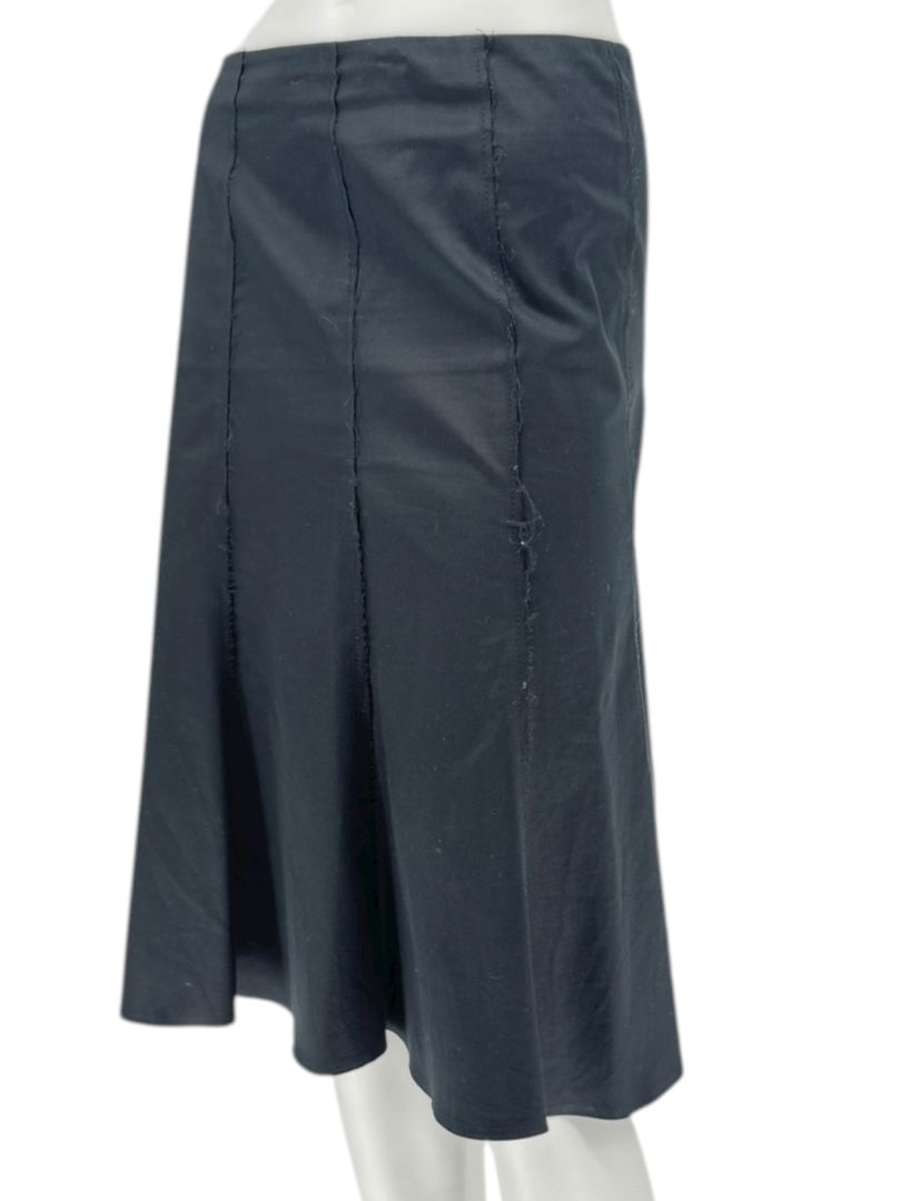 Akris Punto Black Cotton-Stretch Paneled A-Line Skirt –Size: US 12 (F 44 / D 42)