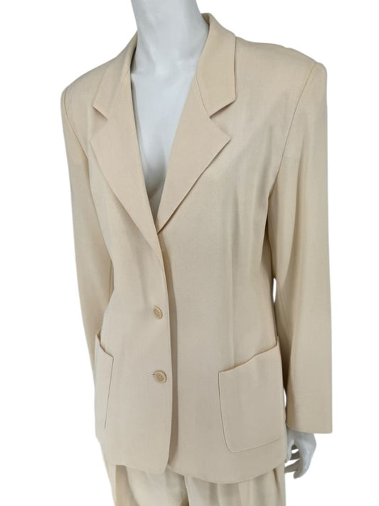 Ron Leal Cream Wool Pantsuit – Size 12