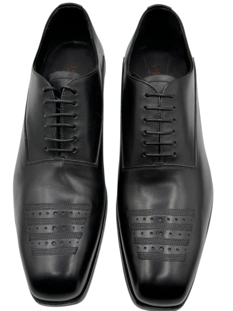 Prada Black Leather Perforated Oxford Shoes – Size 6.5 Men's