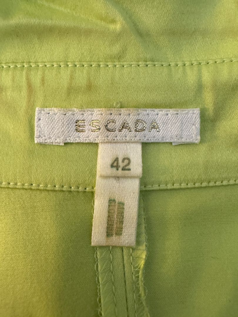 Escada Lime Green Cotton Blend Tailored Blouse – Size 42