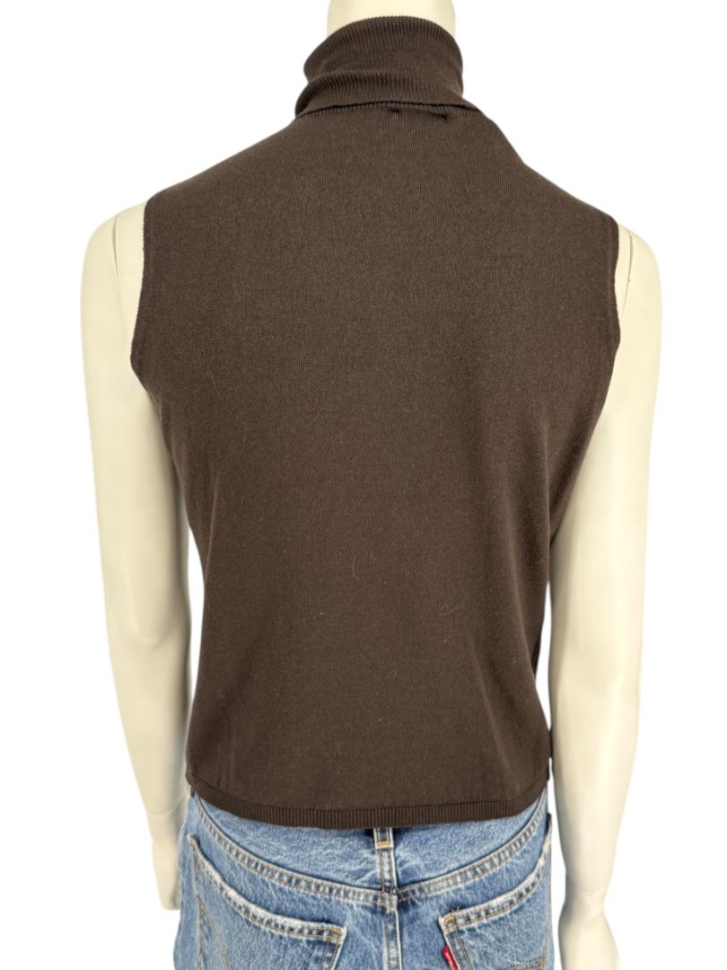 Max Mara Sleeveless Brown Turtleneck Top – Size Large