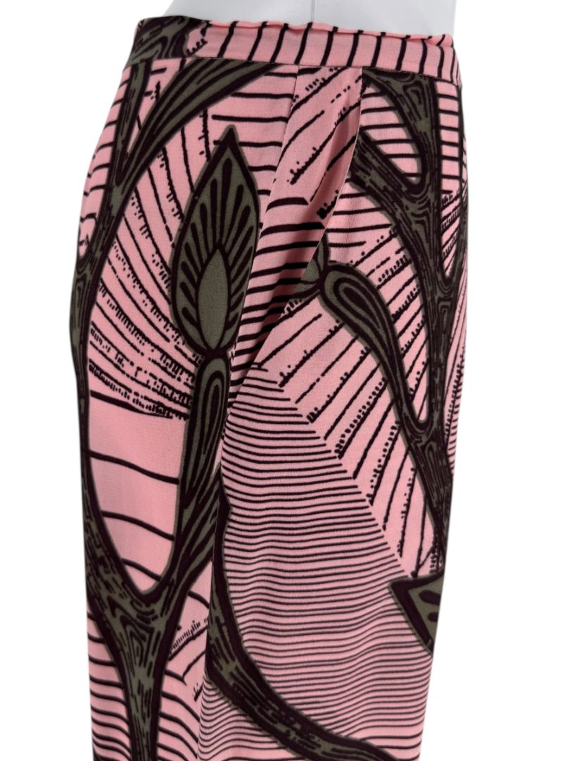 Christiann Lacroix Pink Botanical Print Wide-Leg Pants – Size 46