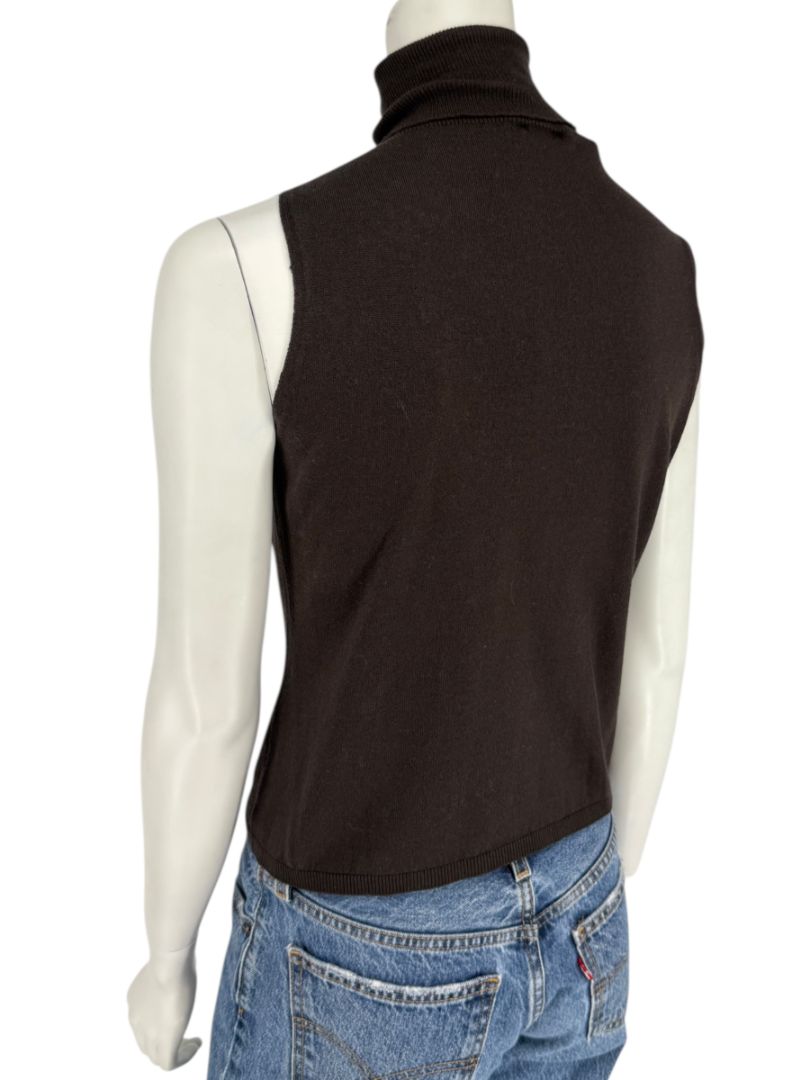 Max Mara Sleeveless Brown Turtleneck Top – Size Large