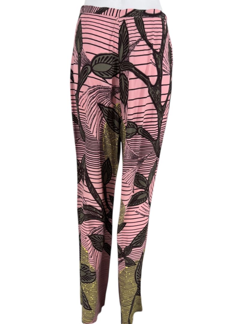 Christiann Lacroix Pink Botanical Print Wide-Leg Pants – Size 46